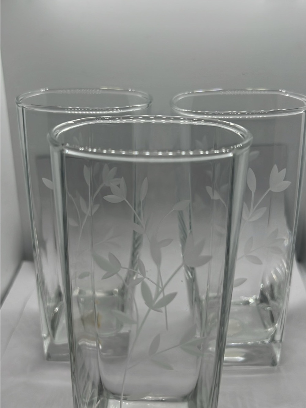 Princess House Princess Moderna Highball Glasses Set of 3 Etched Floral around